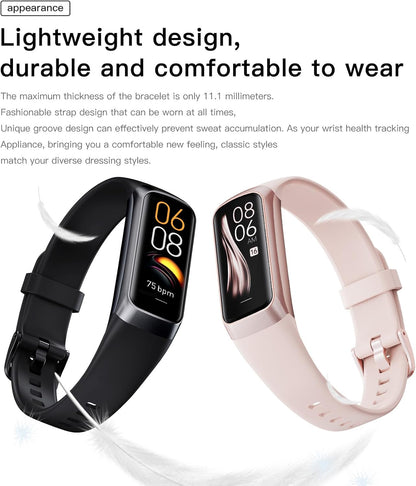 Amoled Health & Fitness Tracker Watch for Men & Women - Slim & Stylish with 25 Sports Modes, Heart Rate & Blood Pressure Monitor, IP68 Waterproof, Step Counter, Alarm & Timer